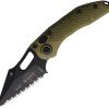 Microtech Auto Stitch S/E Button Lock - OD Green Wharncliffe