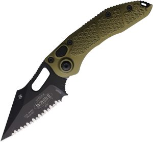 Microtech Auto Stitch S/E Button Lock - OD Green Wharncliffe