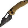 Microtech Auto Stitch S/E Button Lock - Tan Wharncliffe
