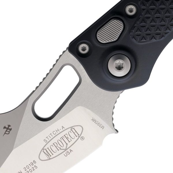 Microtech Auto Stitch S/E Button Lock - Satin Black