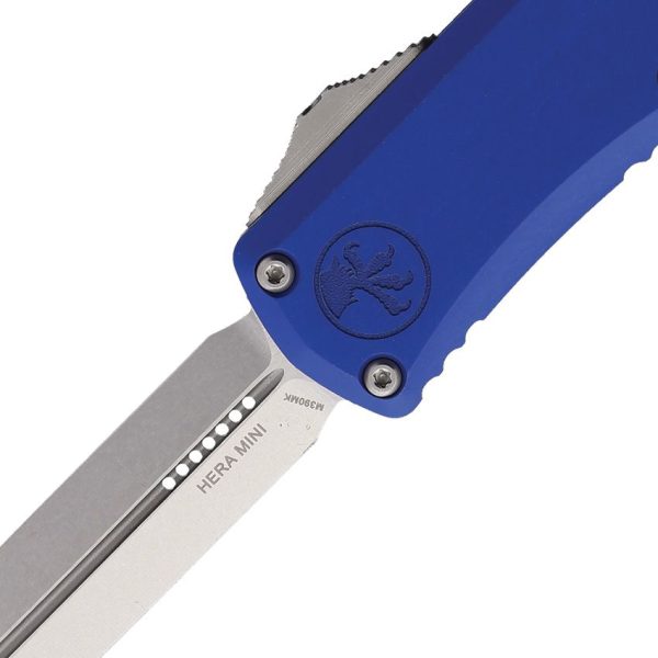 Microtech Hera II Mini OTF Double Edge — Navy Aluminum