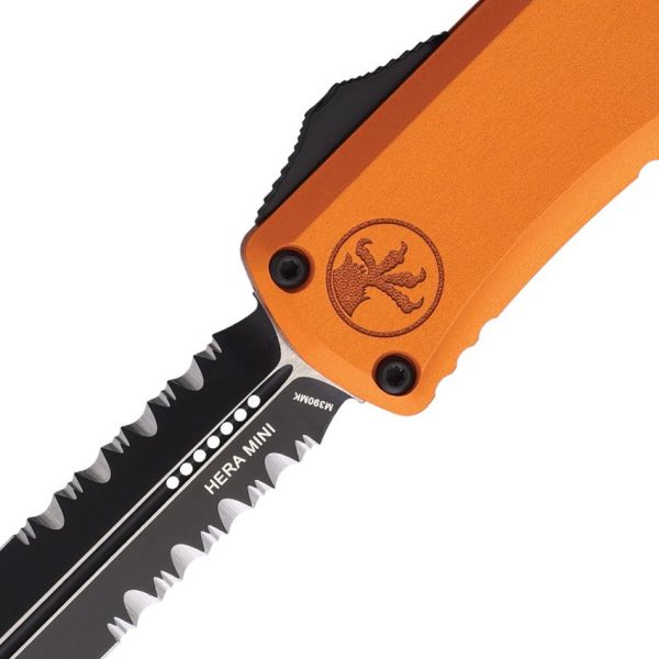 Microtech Hera II Mini OTF - Orange Partially Serrated Steel