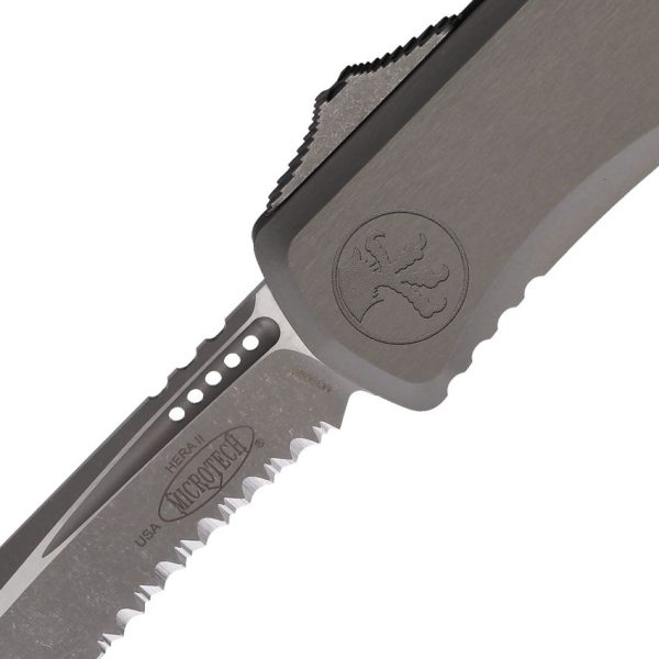 Microtech Auto Hera II OTF Recurve - Gray Apocalyptic