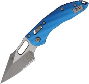 Microtech Stitch Ram Lok Blue Apocalyptic Partially Serrated Knife
