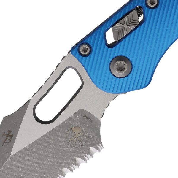 Microtech Stitch Ram Lok Blue Apocalyptic Partially Serrated Knife
