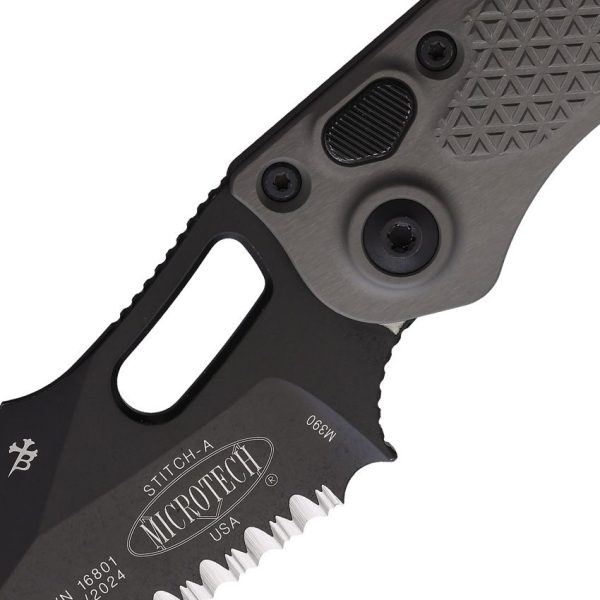 Microtech Auto Stitch Button Lock Wharncliffe Serrated