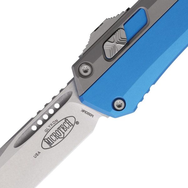 Microtech Auto Glykon T/E OTF Tanto - Blue Aluminum