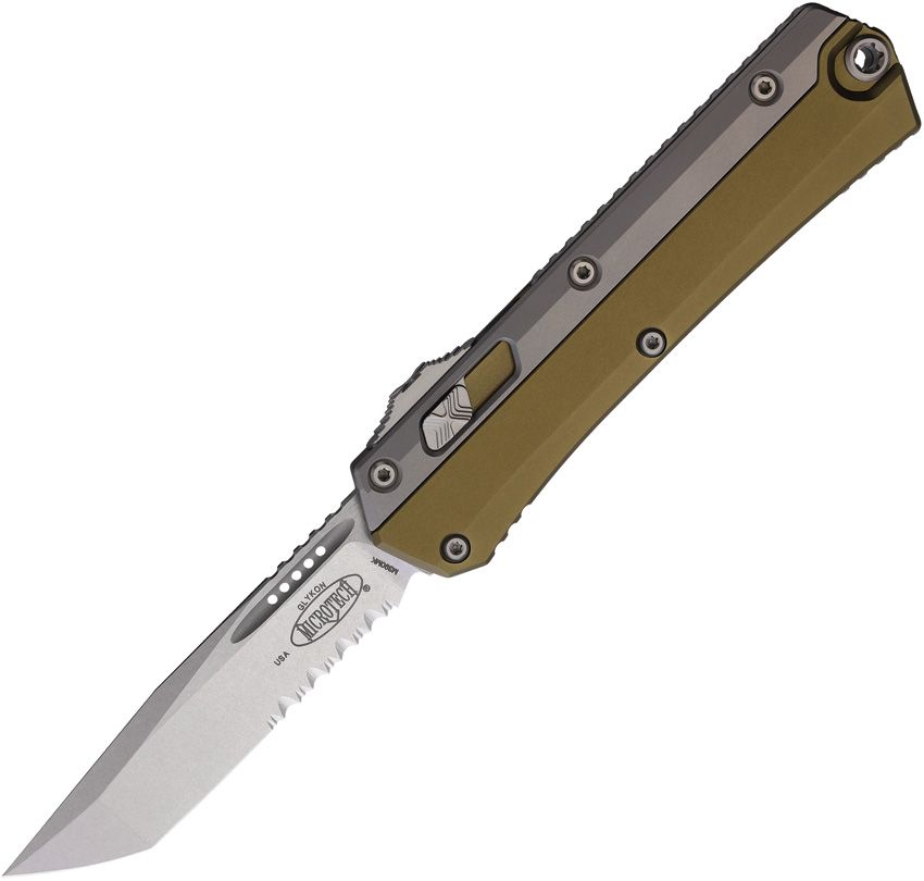Microtech Glykon T/E OTF Auto 4" Tanto Blade OD Green Folding Knife