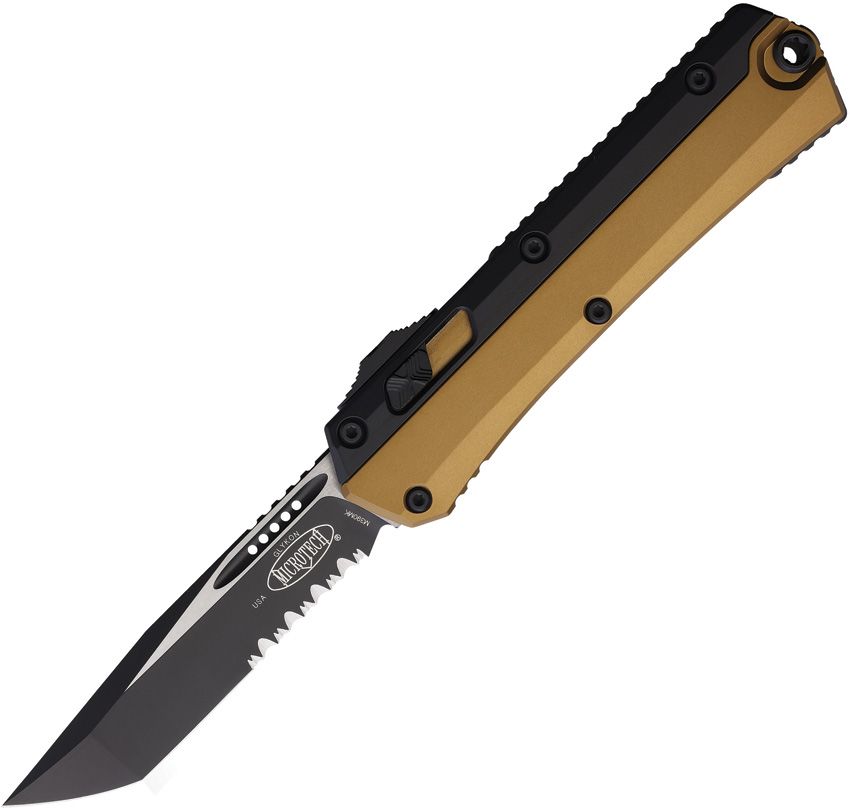 Microtech Glykon T/E OTF 4" Tanto Folding Knife Tan