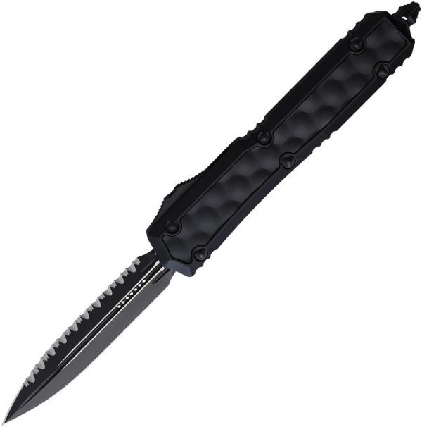 MCT2063TBIS.jpg Microtech Makora D/E OTF Auto Folding Knife 3.38" Black Serrated