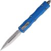 Microtech Dirac D/E OTF Auto Folding Knife 3" Stonewash Serrated Blue
