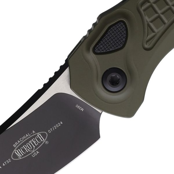 Microtech Auto Brachial OD Green Aluminum Curved