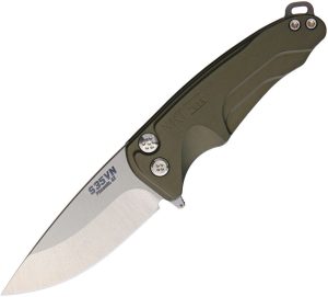 MD039ST40AG.jpg Medford Smooth Criminal Button Lock Folding Knife S35VN Green