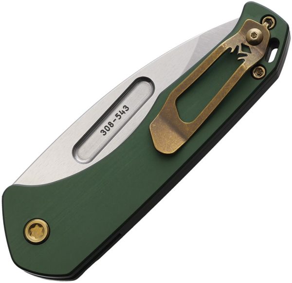 Medford Auto Swift Button Lock - Green Aluminum Drop Point