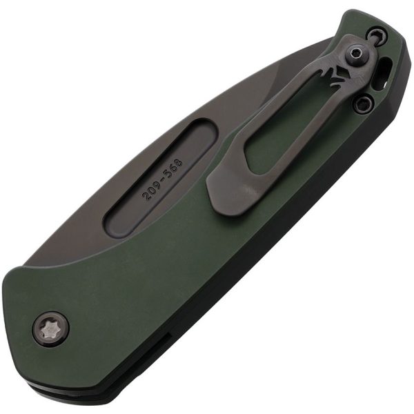 Medford Auto Swift Button Lock - Green Titanium Drop Point