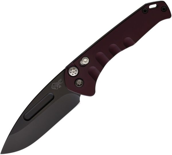 Medford Auto Swift Button Lock - Red Titanium Drop Point