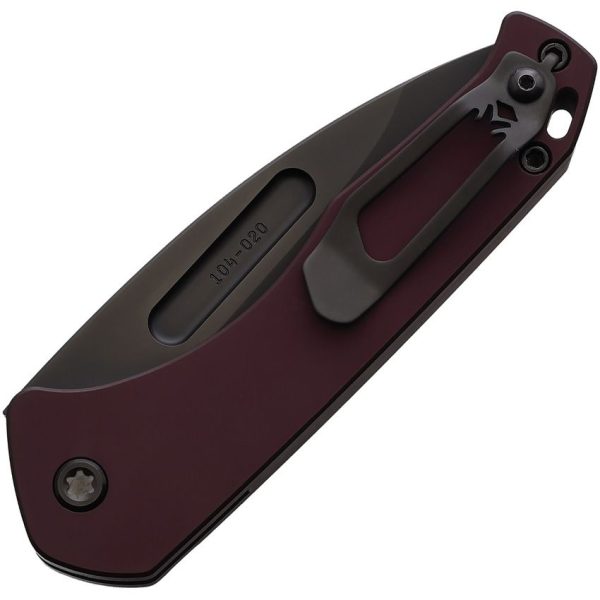 Medford Auto Swift Button Lock - Red Titanium Drop Point