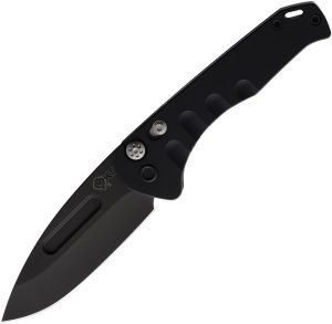 Medford Auto Swift Button Lock - Black Titanium Drop Point