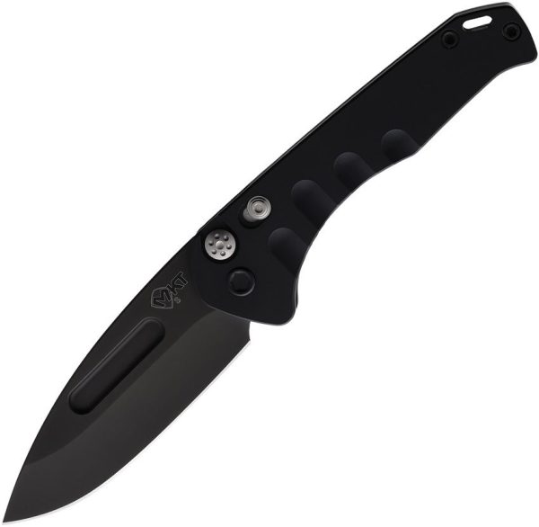 Medford Auto Swift Button Lock - Black Titanium Drop Point