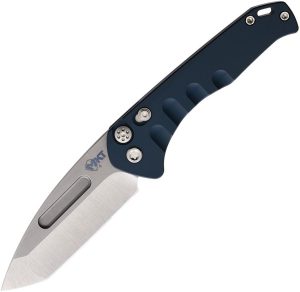 Medford Auto Swift Button Lock - Blue Aluminum Tanto