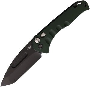 Medford Auto Swift Button Lock - Green Aluminum Tanto