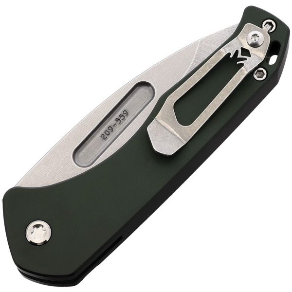 Medford Auto Swift Button Lock - Green Titanium Drop Point