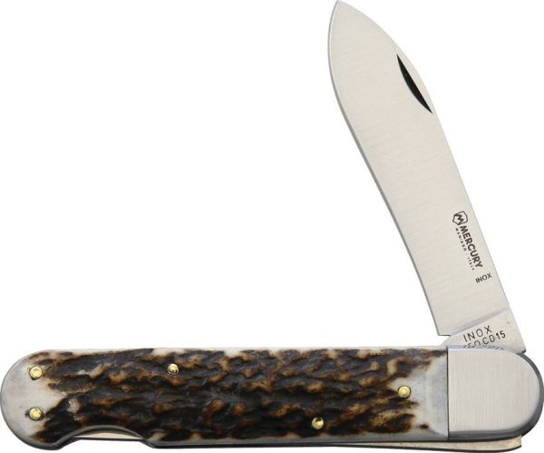 Mercury Lockback Folding Knife Stag Handle Spear Point Blade