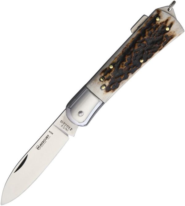 Mercury Hunting Lockback Stag Folding Knife 3" Z50CD15 Blade