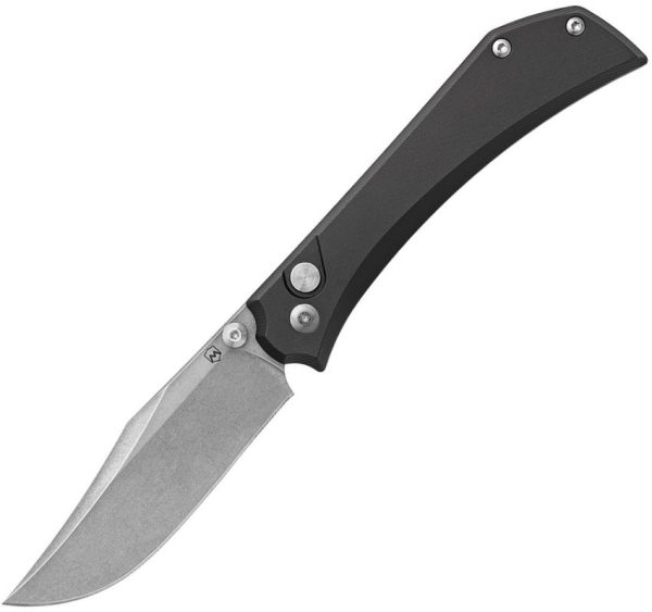Mercury Amon Button Lock Black Aluminum Folding Knife Elmax