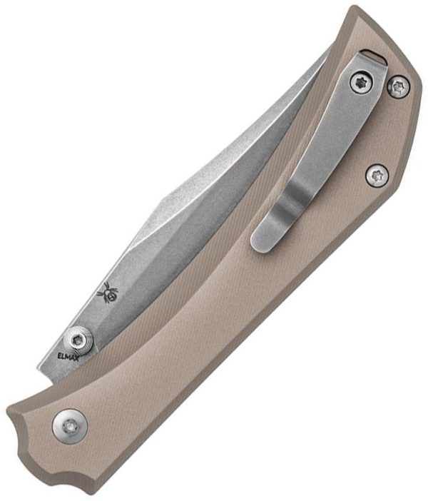 Mercury Amon Button Lock Folding Knife Elmax Steel Bronze Ti