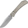 Mercury Amon Button Lock Folding Knife Green Micarta Elmax Steel
