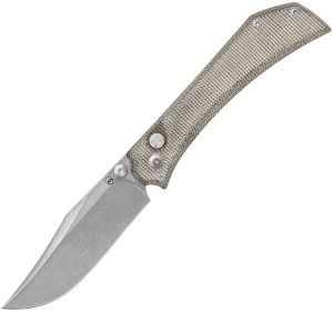 Mercury Amon Button Lock Folding Knife Green Micarta Elmax Steel