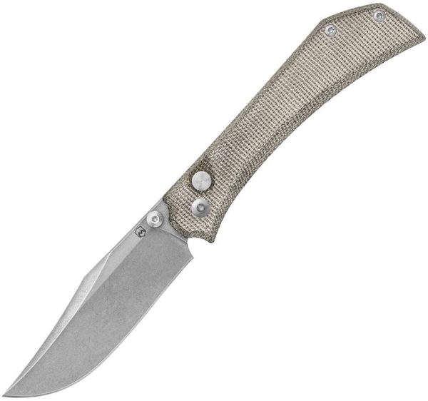 Mercury Amon Button Lock Folding Knife Green Micarta Elmax Steel