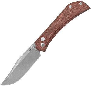 Mercury Amon Button Lock Folding Knife Red Micarta Elmax Steel