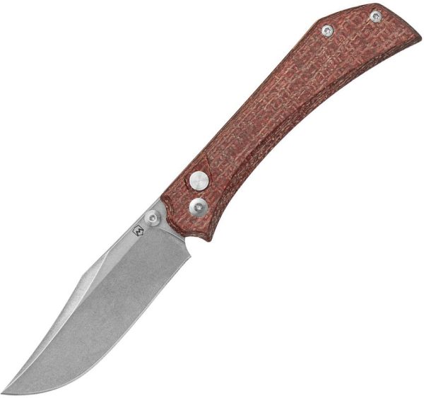 Mercury Amon Button Lock Folding Knife Red Micarta Elmax Steel