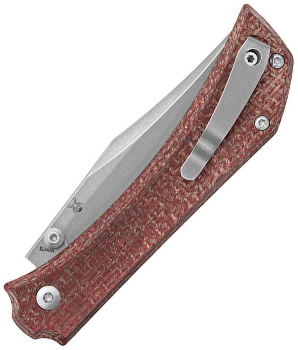 Mercury Amon Button Lock Folding Knife Red Micarta Elmax Steel