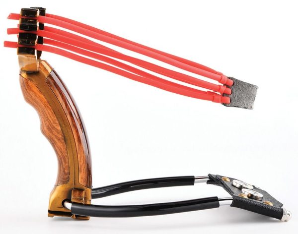 Mavik Gear Ballista 18 Slingshot Golden Wood Handle Wrist Brace