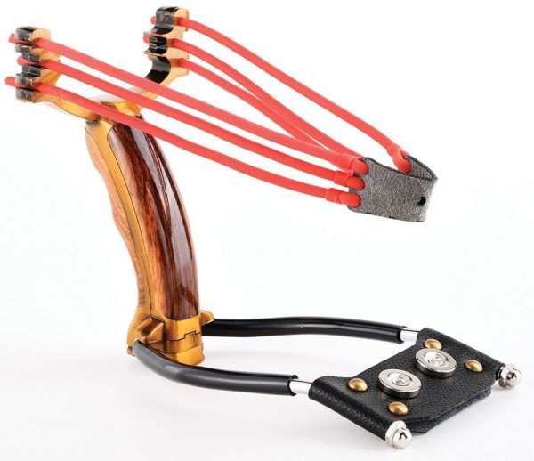 Mavik Gear Ballista 18 Slingshot Golden Wood Handle Wrist Brace