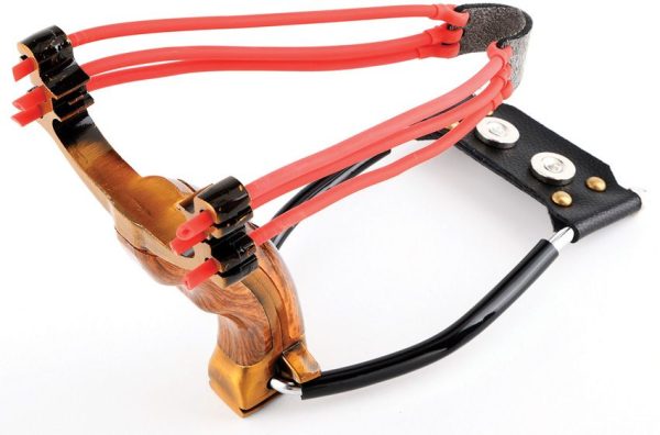 Mavik Gear Ballista 18 Slingshot Golden Wood Handle Wrist Brace