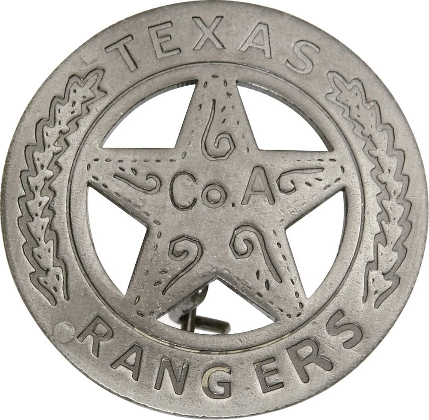 Badges Of The Old West Texas Rangers Badge 1 5/8 Silver-Plate Brass