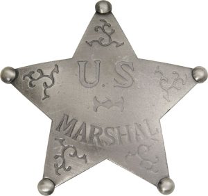 MI3016.jpg Badges Of The Old West US Marshal Badge - Silver-Plate Brass