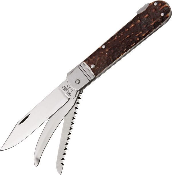 Mikov Fixir Folder 440A Stainless Steel Deer Stag Handle Folding Knife