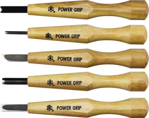 Mikihisa Power Grip Wood Chisel Set 5pc Beech Handle Japan