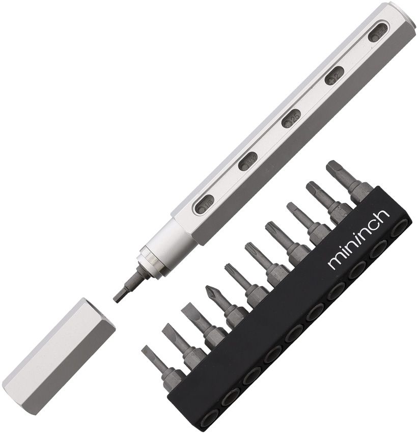 Mininch Tool Pen Premium Imperial 5.75" Snow Silver w/ 16 Bits