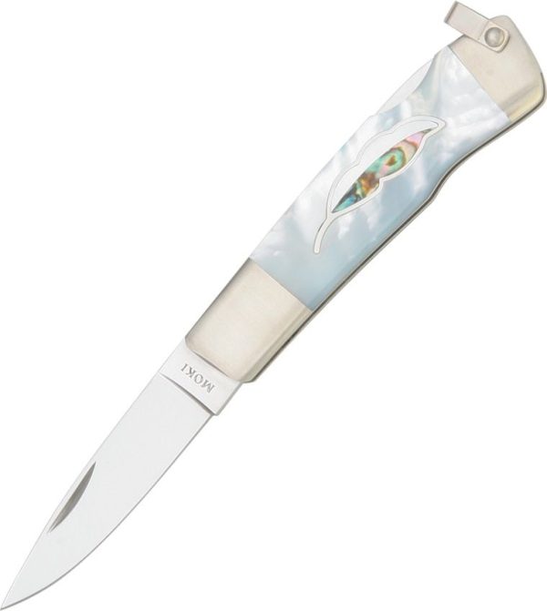 Moki Leaf Lockback VG-10 Mirror Polish Mother of Pearl Folding Knife