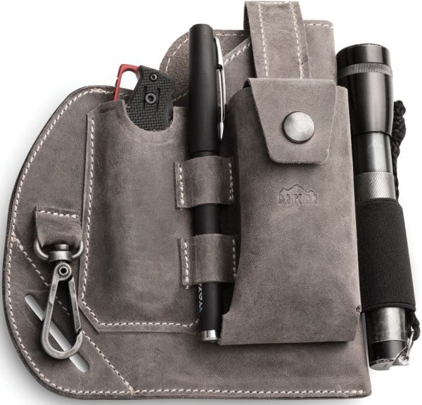 MKM Belt Organizer Gray Leather 360 Rotate EDC Keychain