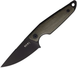 MKM Makro 1 Black Fixed Blade Knife M390 Green Micarta