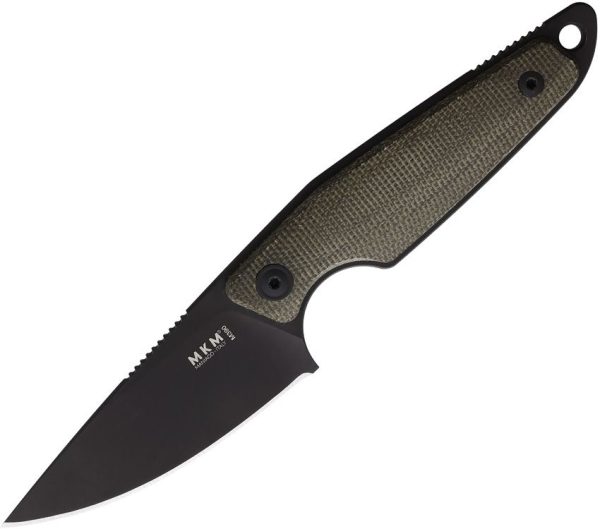 MKMMA01GCB.jpg MKM Makro 1 Black Fixed Blade Knife M390 Green Micarta