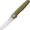 MKM Miura Button Lock Green CPM MagnaCut Folding Knife