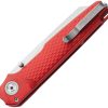 MKM Miura Button Lock Red Aluminum CPM MagnaCut Folding Knife